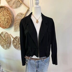 Vintage Black cropped draped Casual Blazer with Soft‎ Knit Fabric W sz M